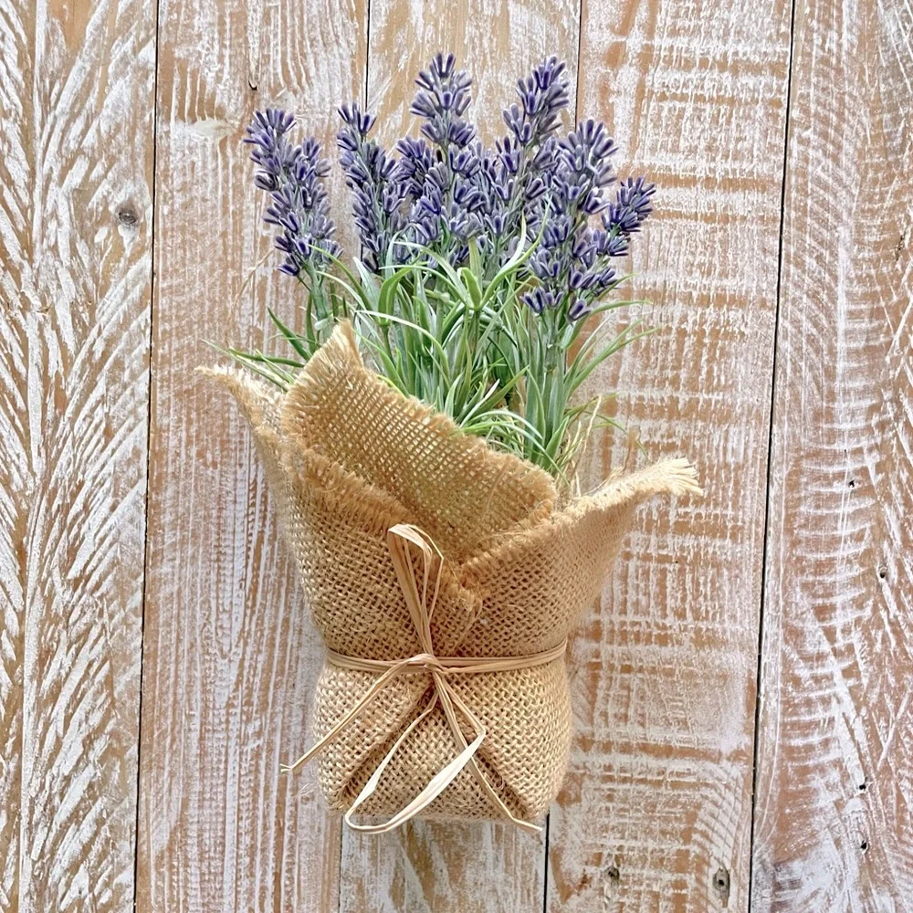 🪴Burlap Wrapped Faux Lavender Plant🪴